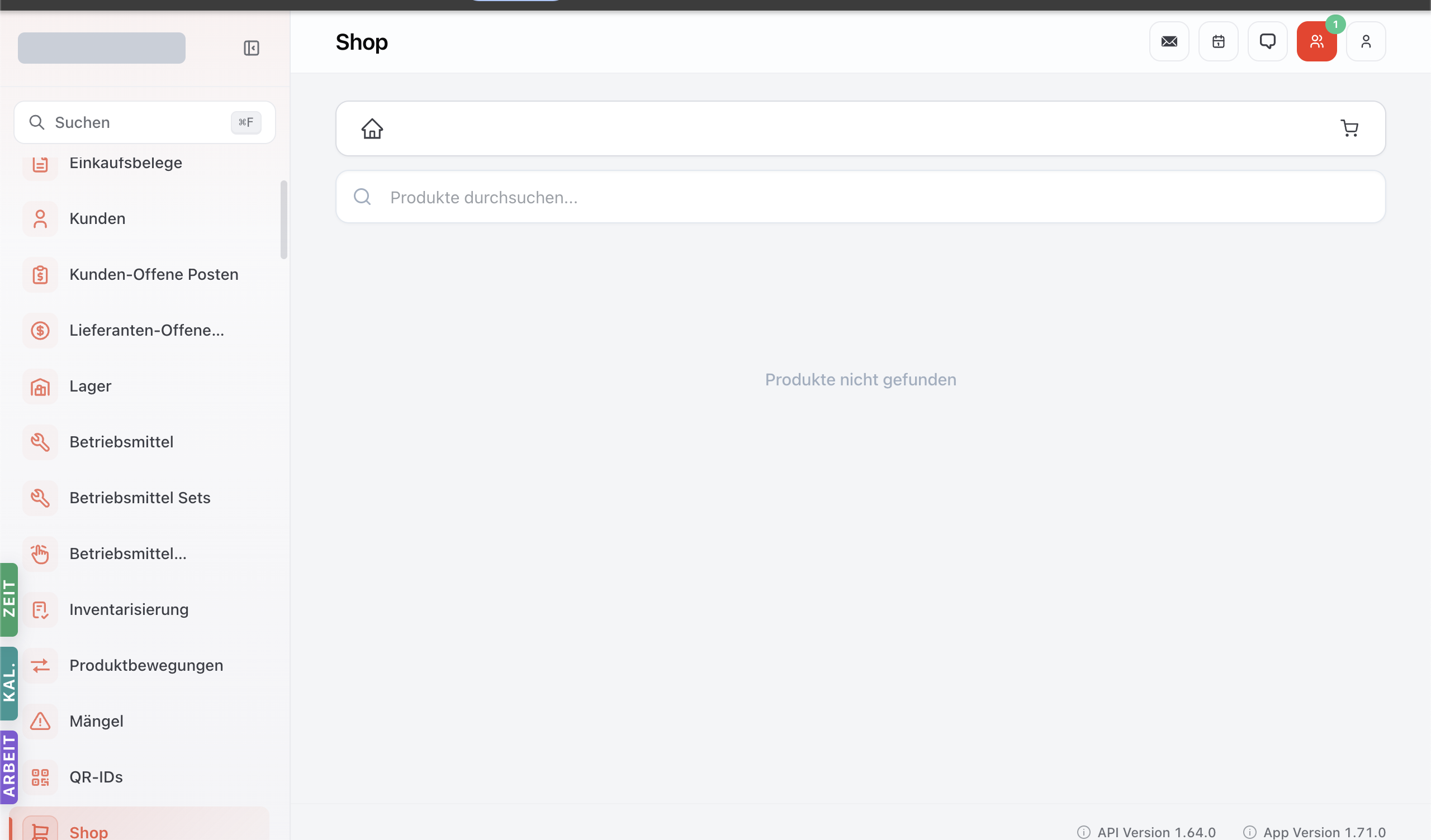 Shop-Modul mit Übersicht der Produktgruppen und Sortier-/Filter-Toolbar.