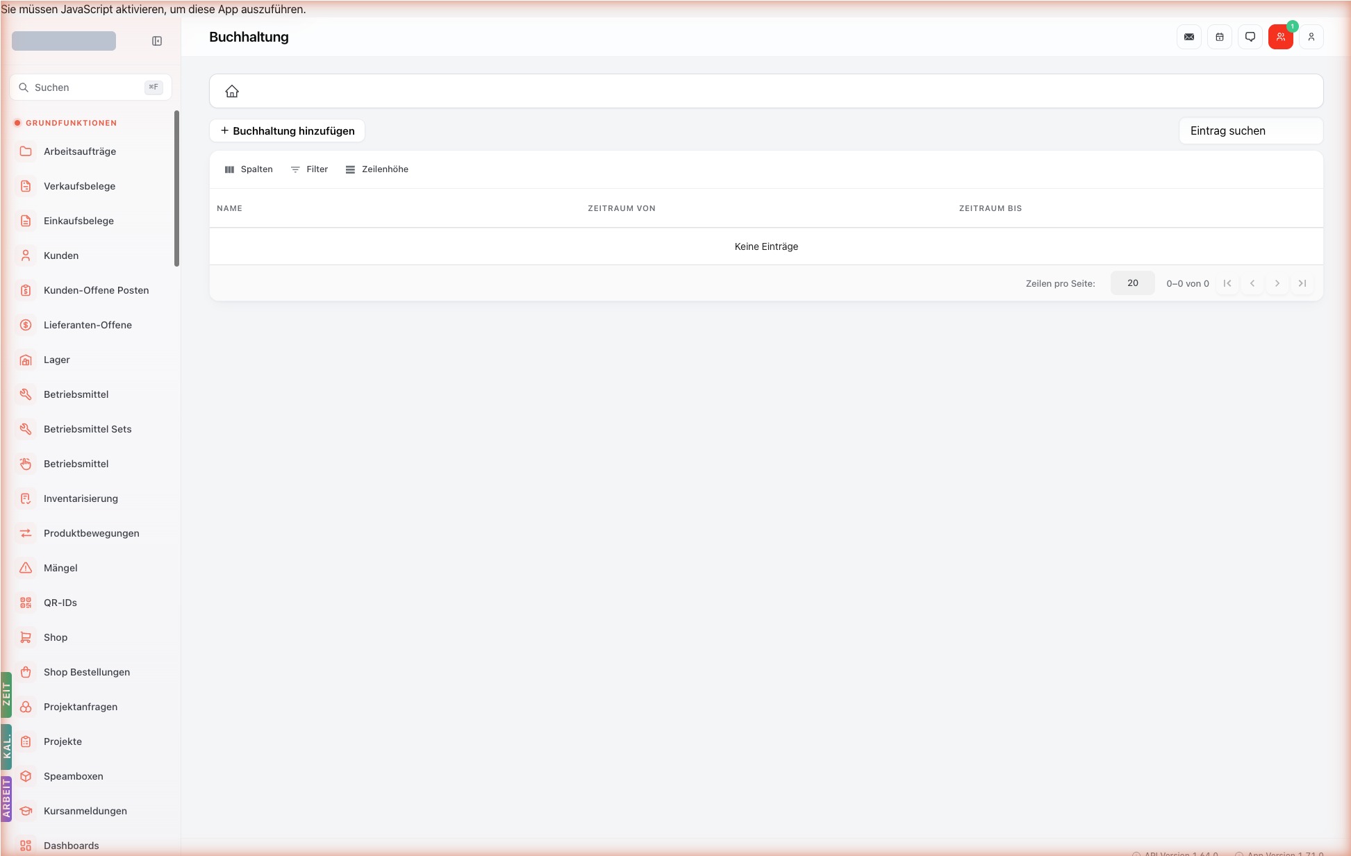 Listenansicht — accountings