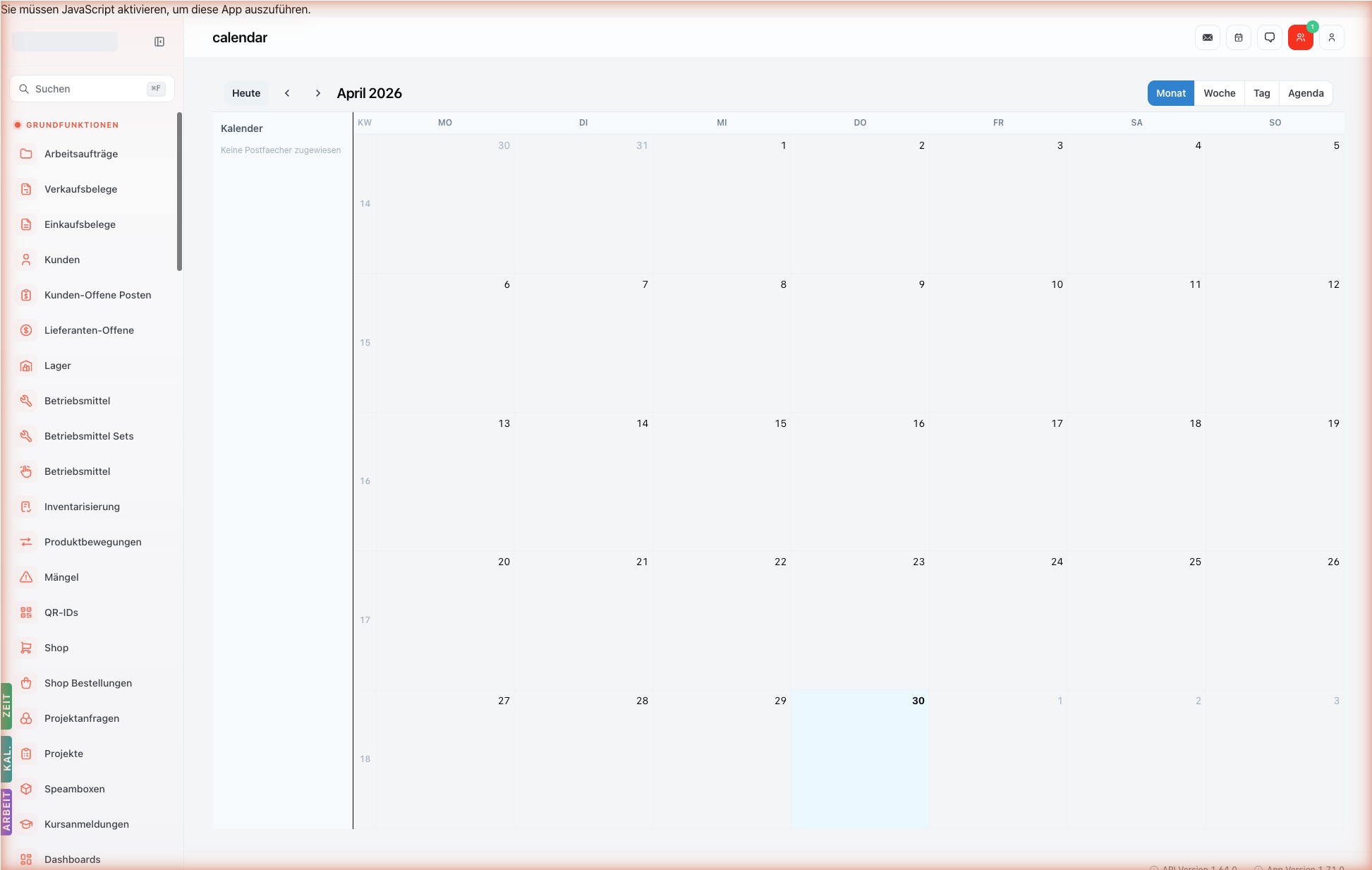 Listenansicht — calendar