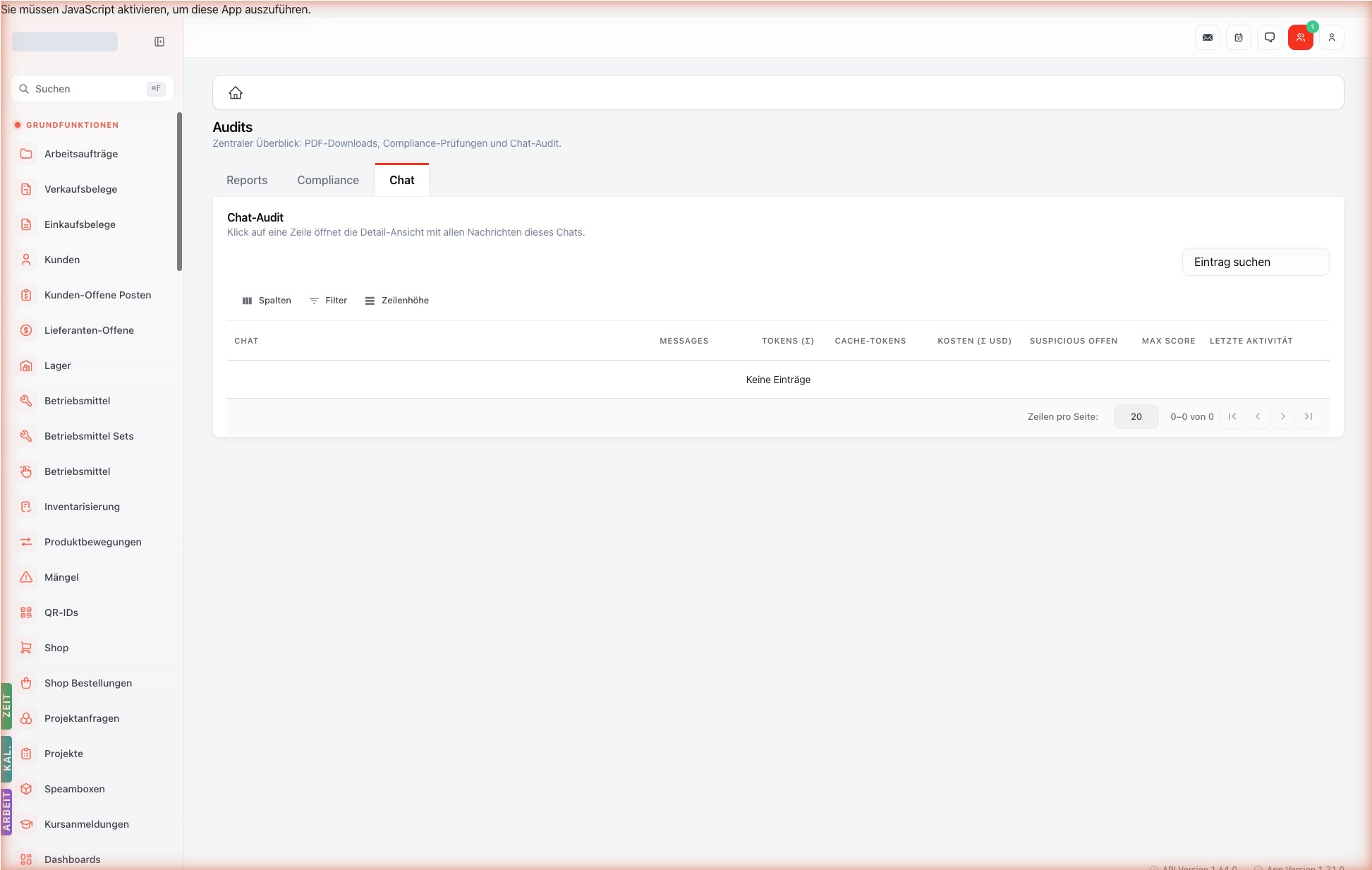 Listenansicht — chat-audit