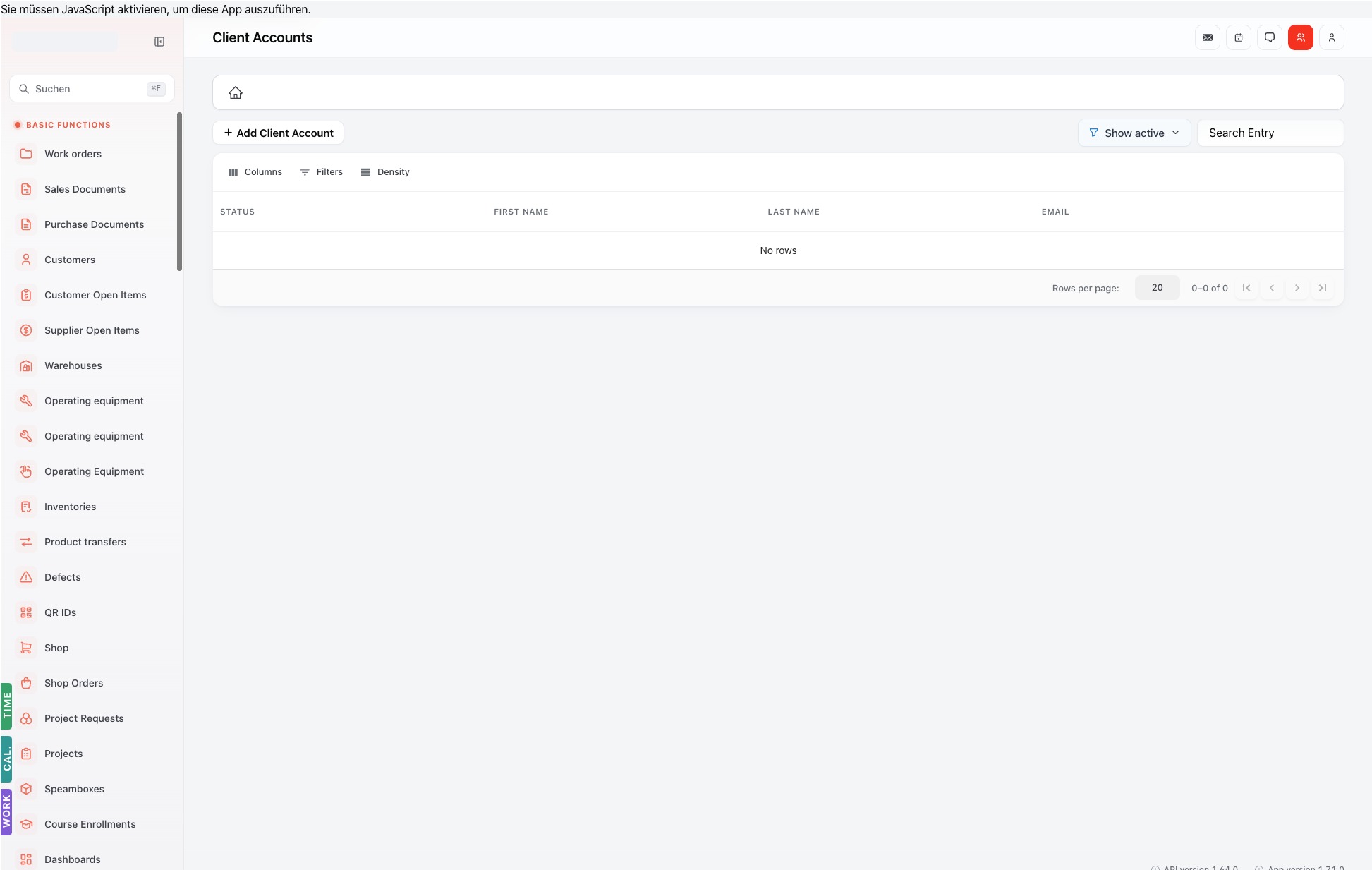Listenansicht — clients