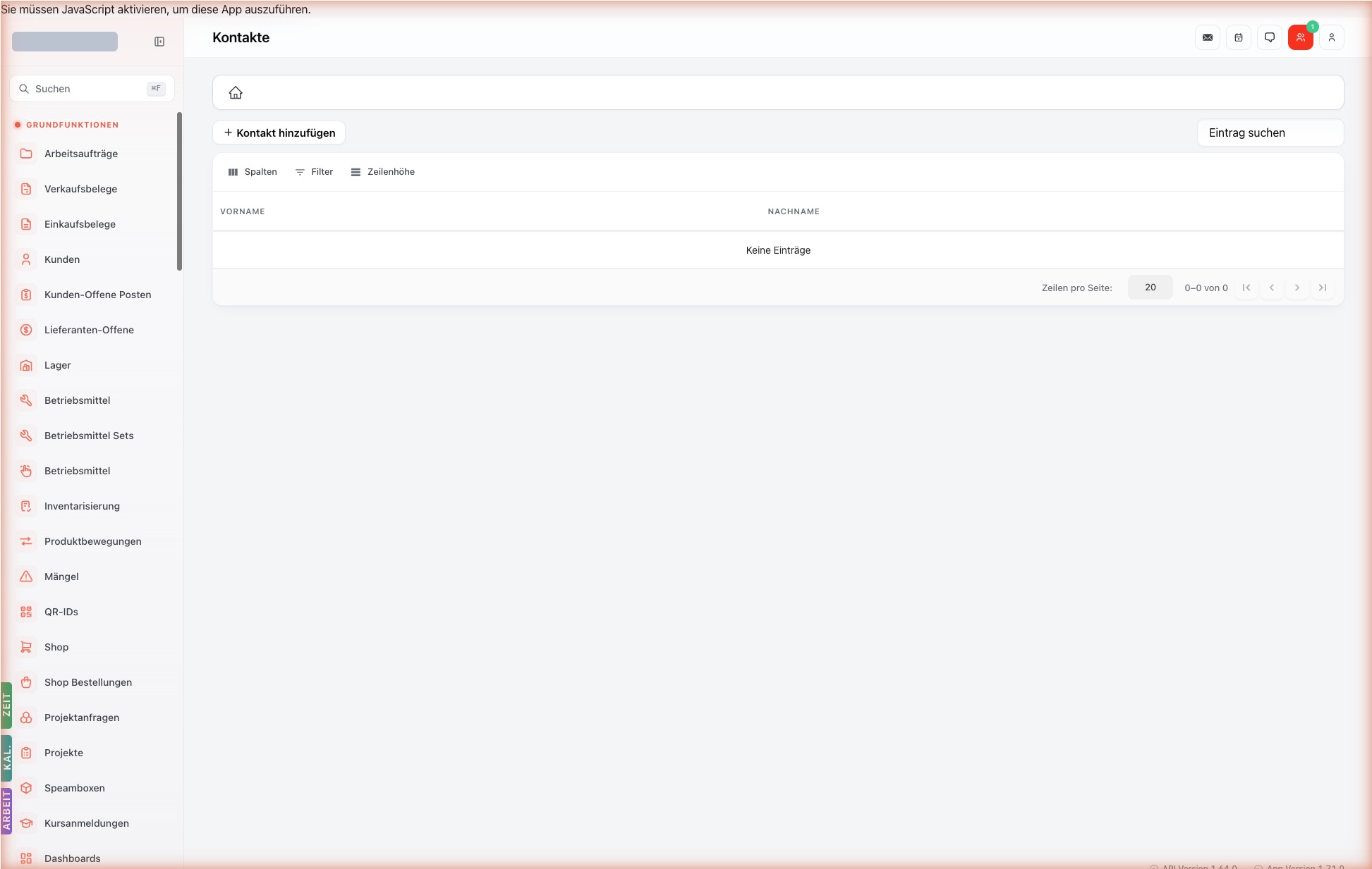 Listenansicht — contacts