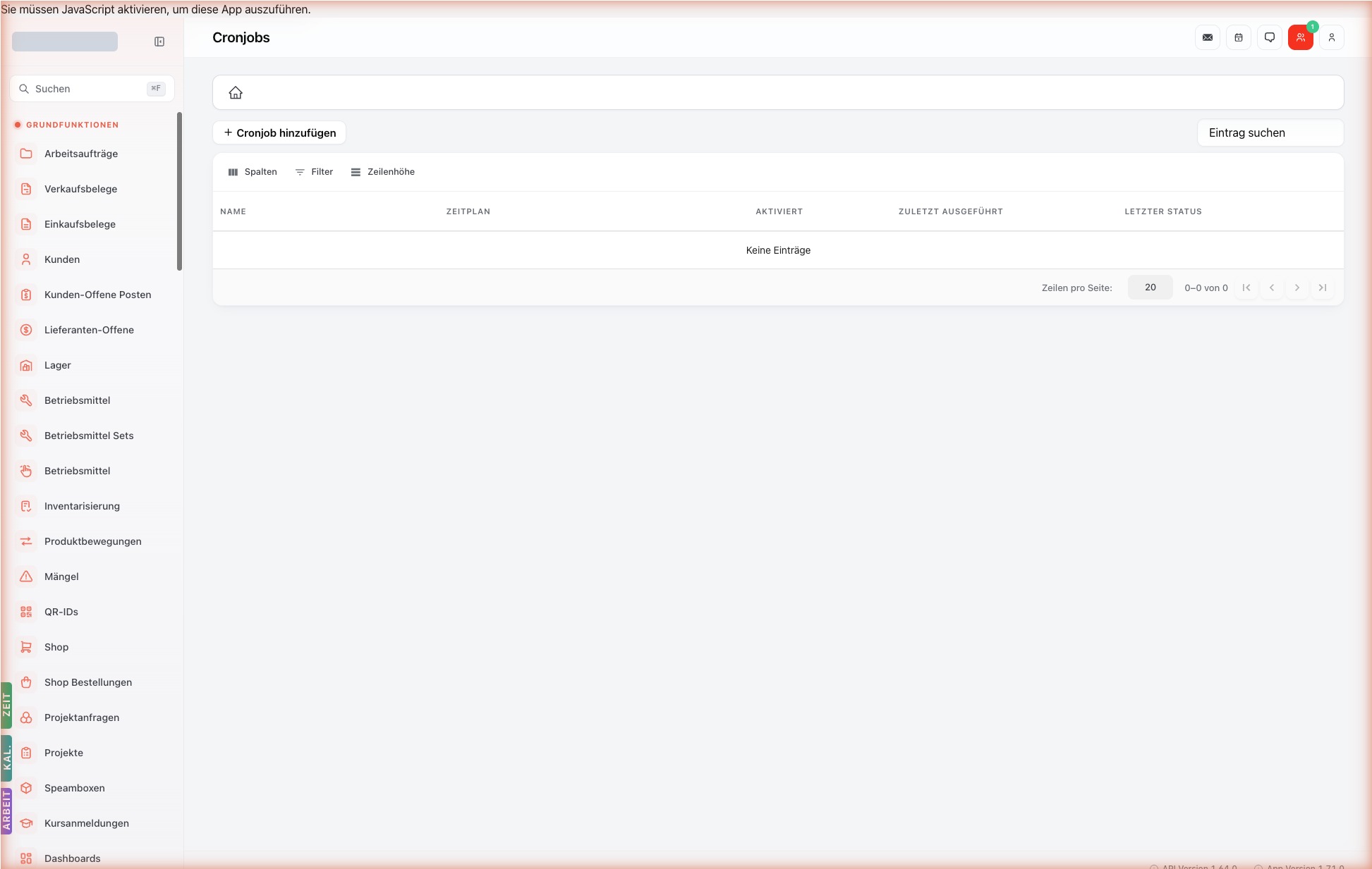 Listenansicht — cron-jobs