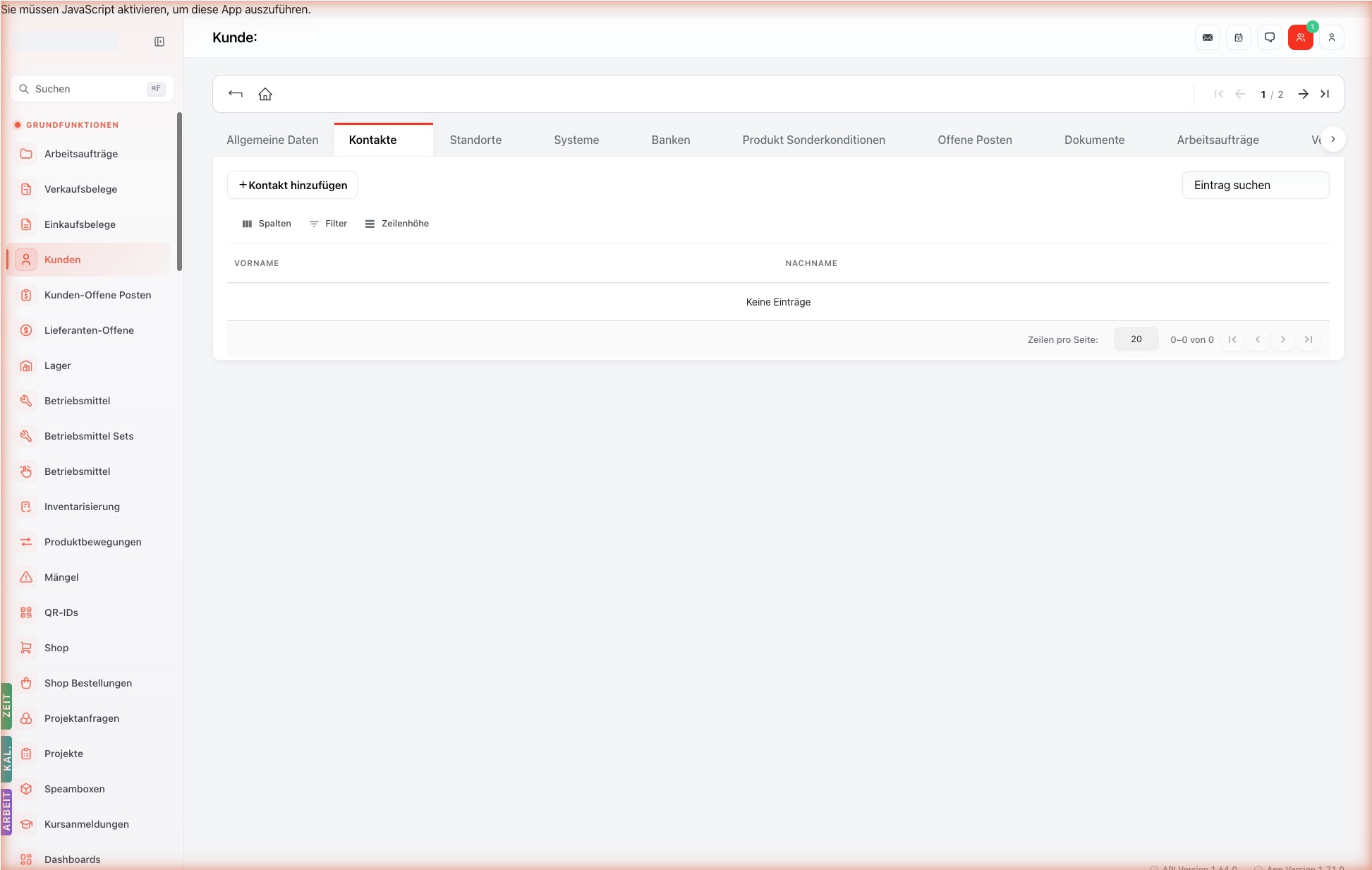 Listenansicht — customers-contacts