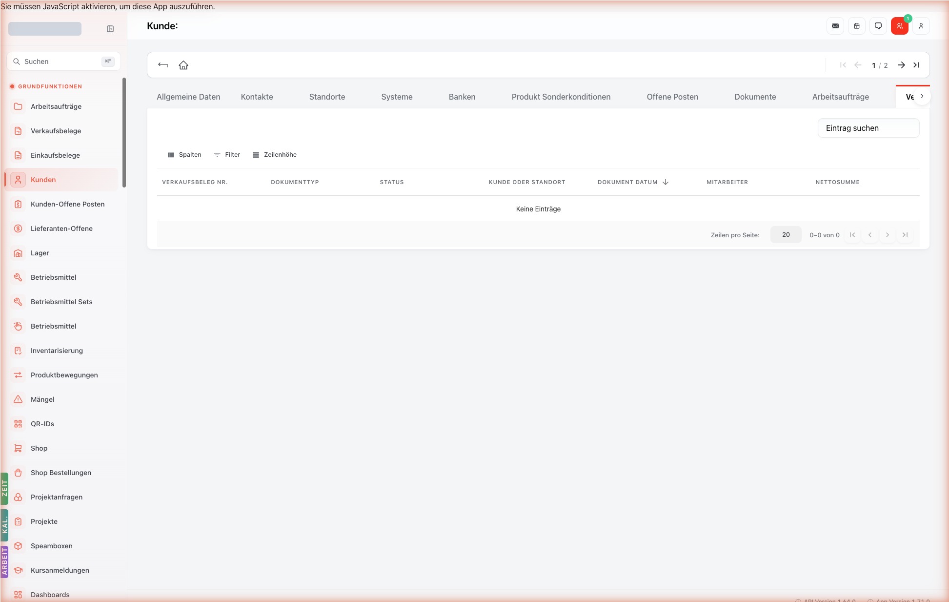 Listenansicht — customers-sales-documents