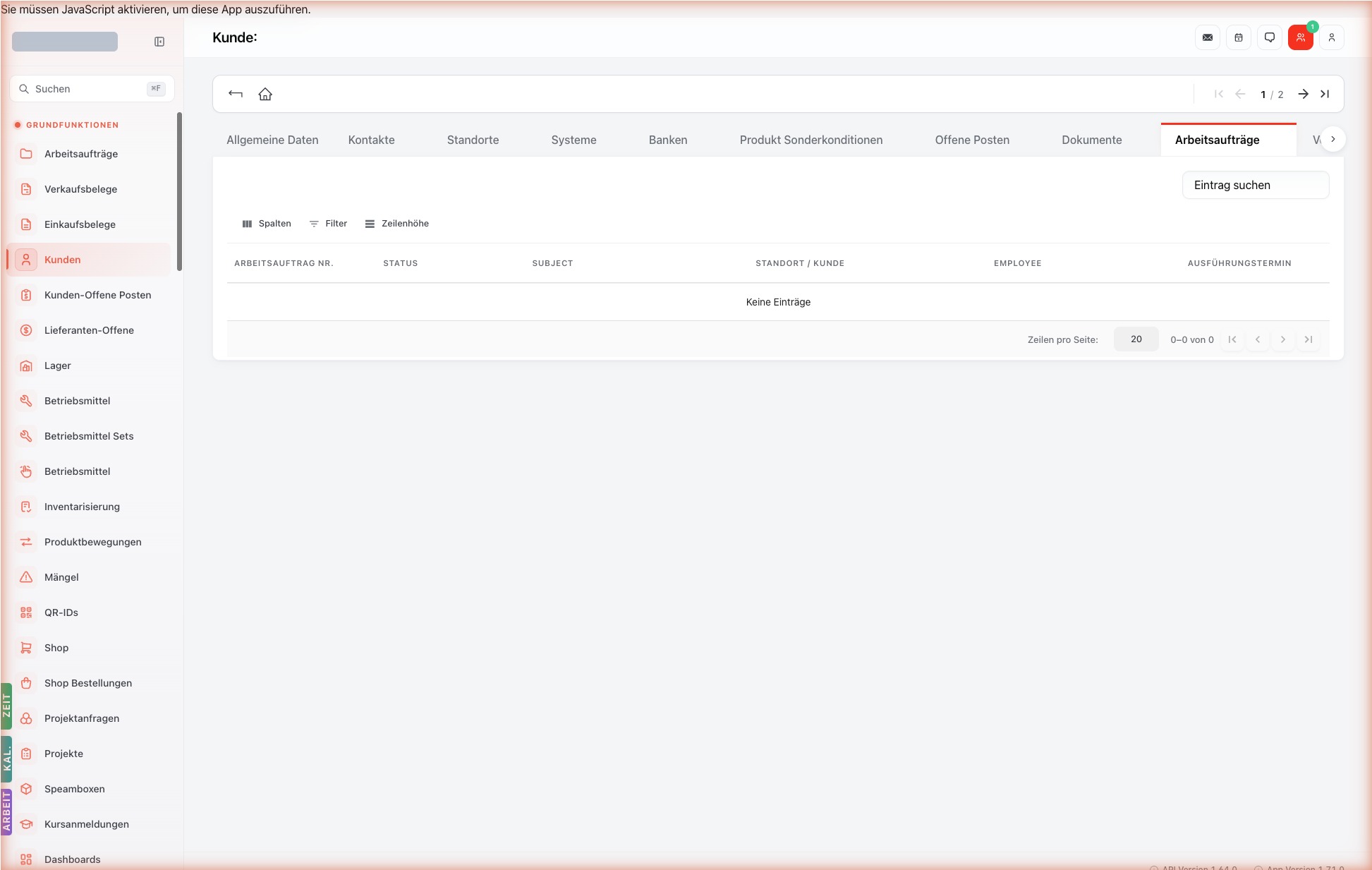 Listenansicht — customers-workorders