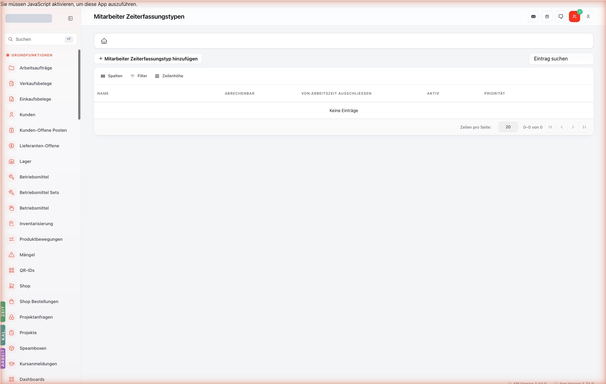 Listenansicht — employee-time-tracking-types