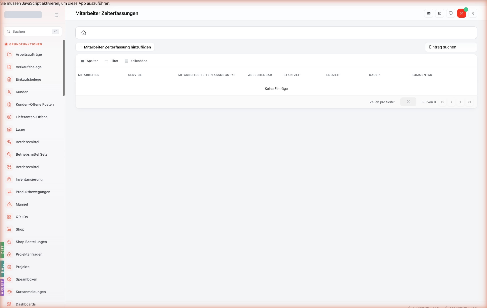 Listenansicht — employee-time-trackings