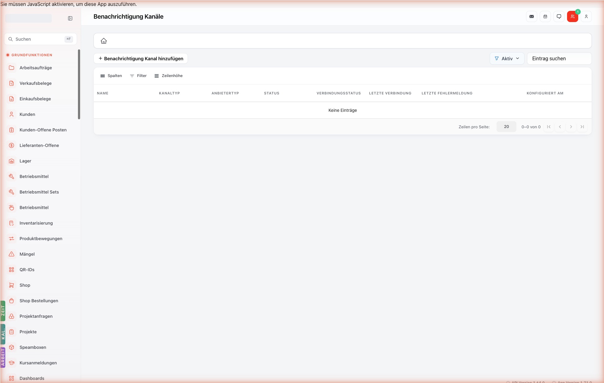 Listenansicht — notification-channels
