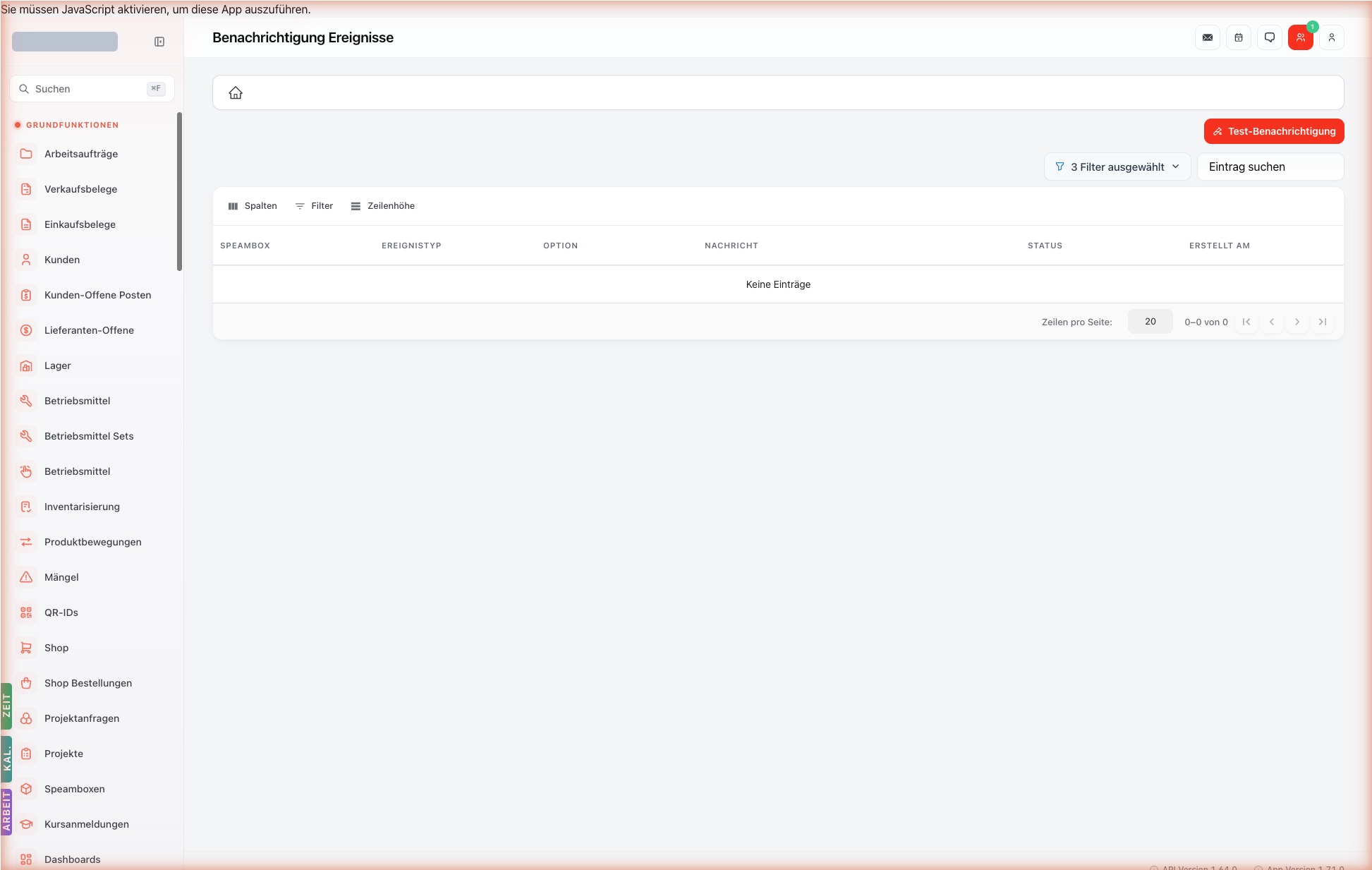 Listenansicht — notification-events