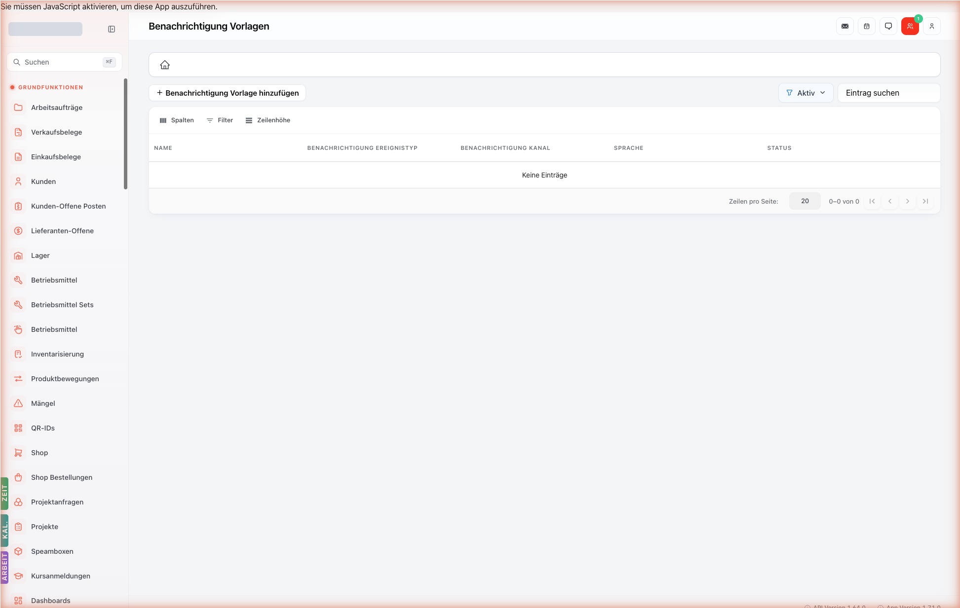 Listenansicht — notification-templates