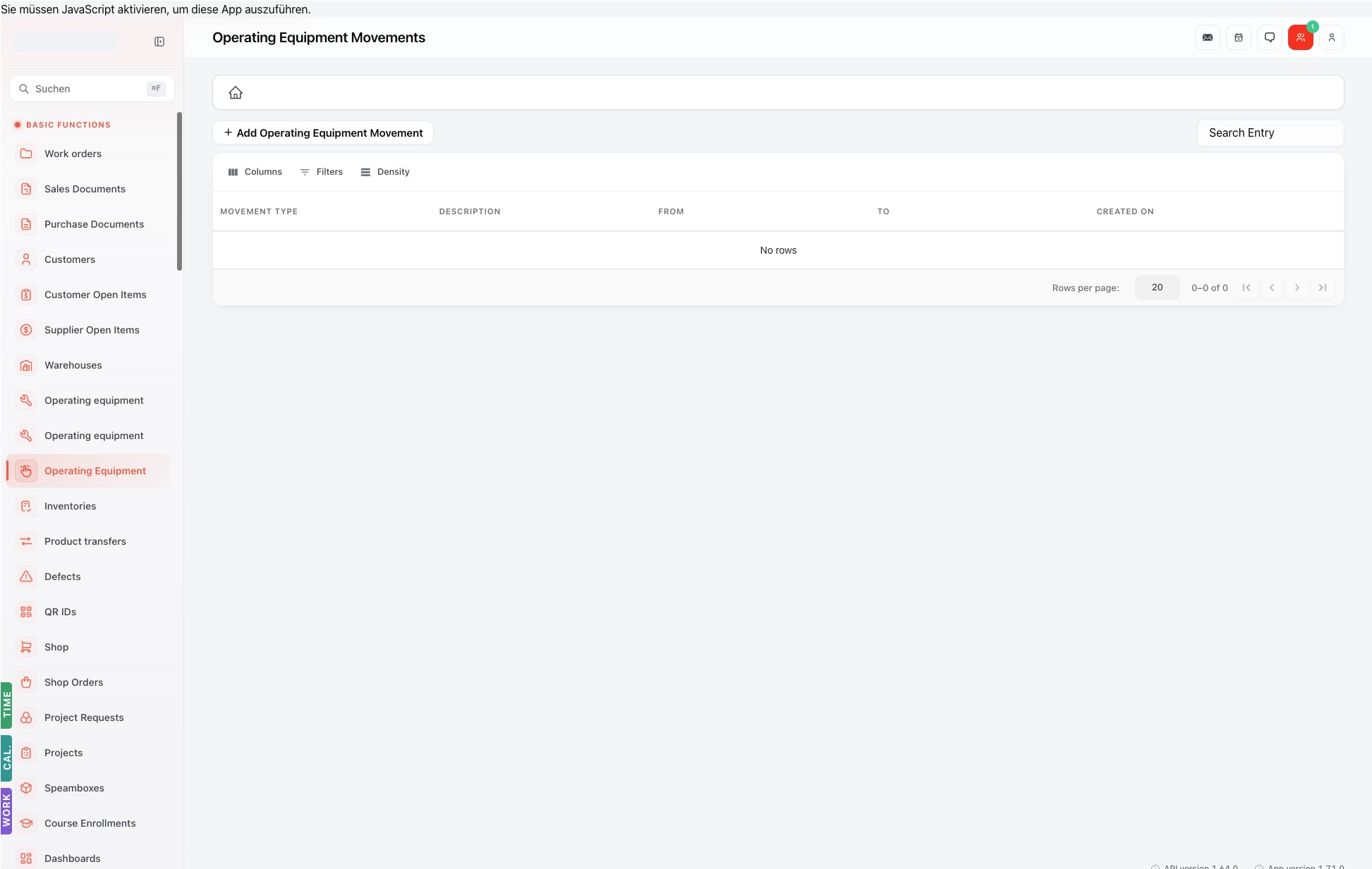 Listenansicht — operating-equipment-movements