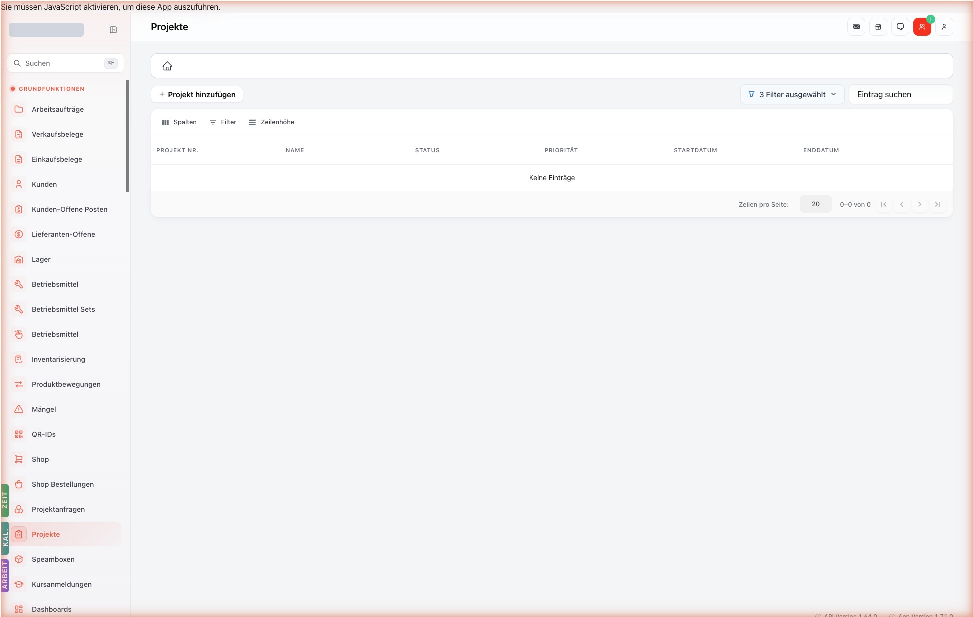 Listenansicht — projects