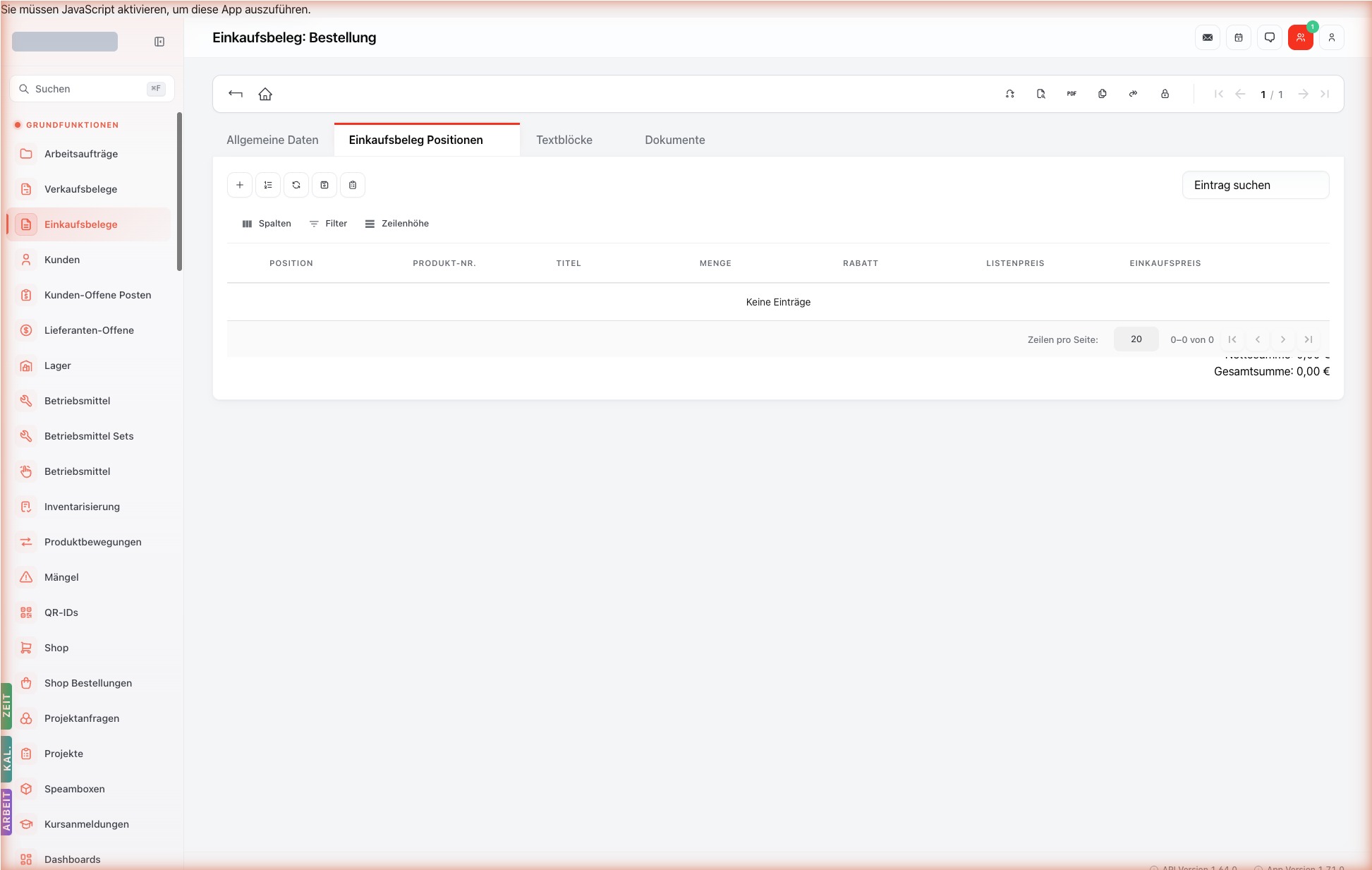 Listenansicht — purchase-documents-items