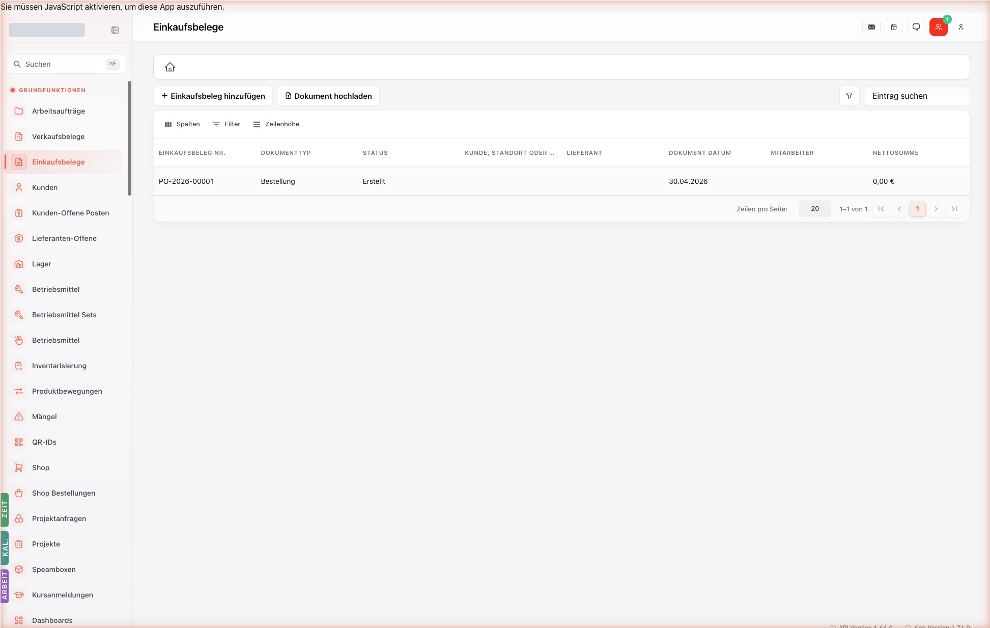 Listenansicht — purchase-documents
