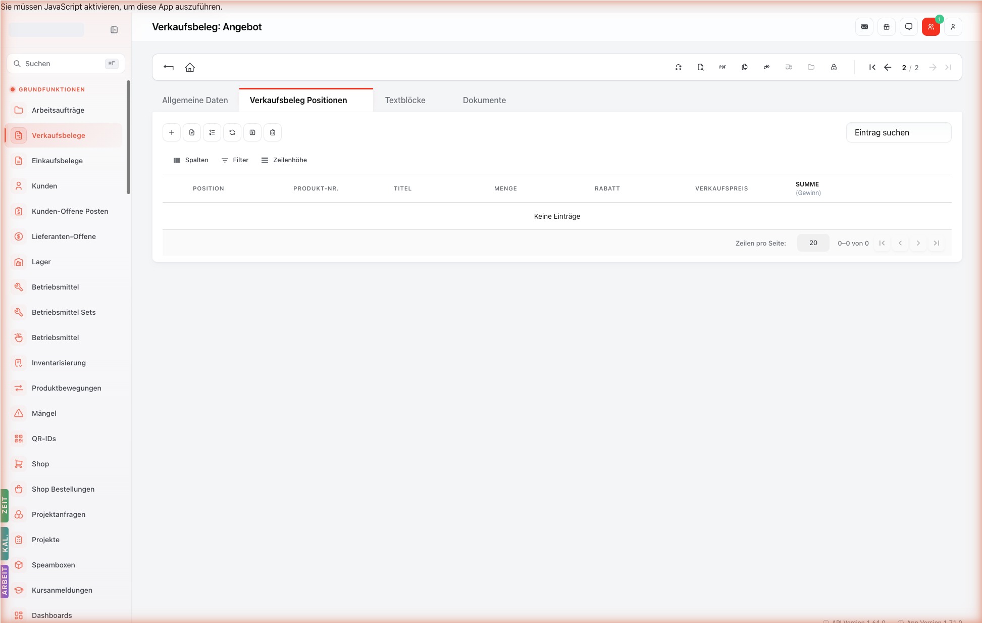 Listenansicht — sales-documents-items