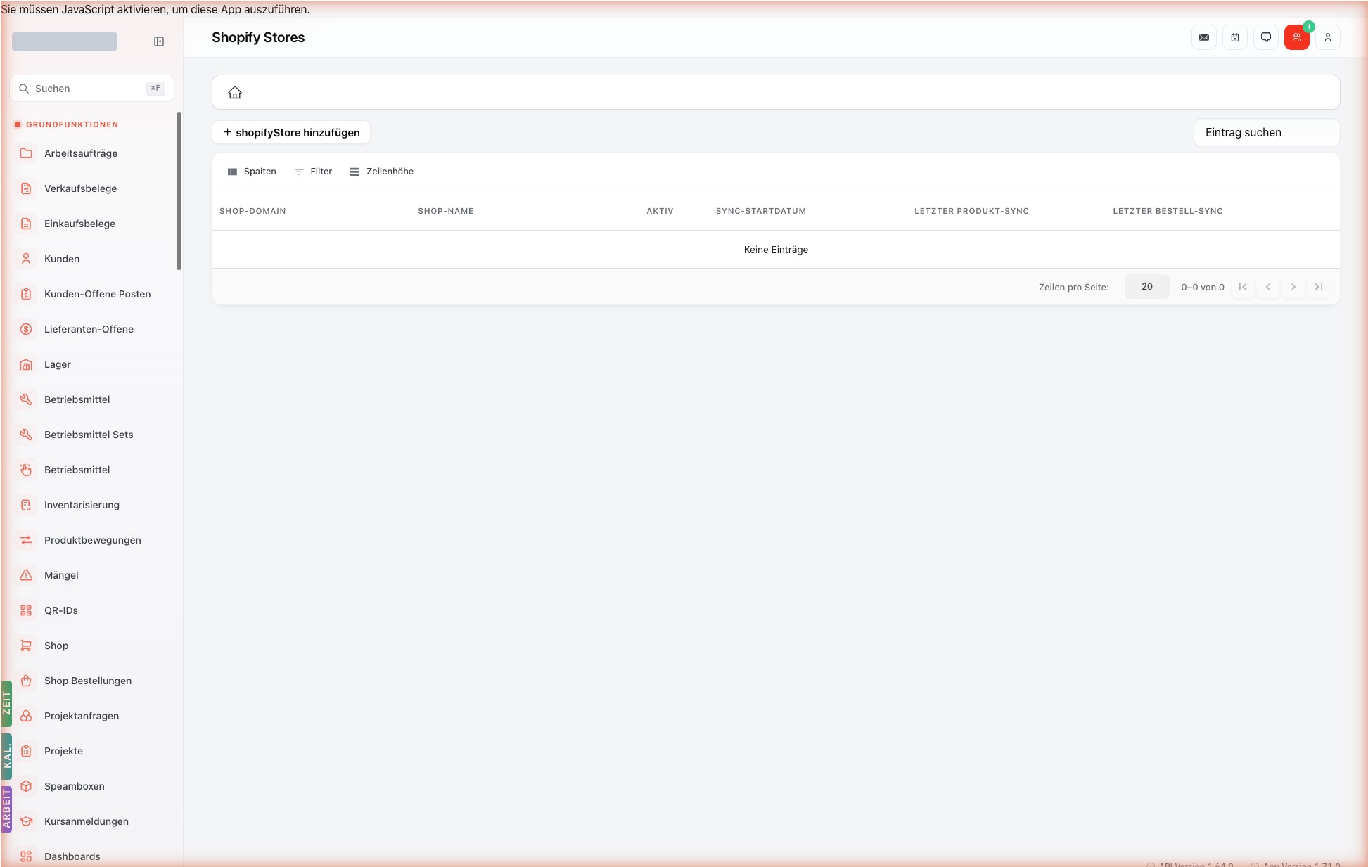 Listenansicht — shopify-stores