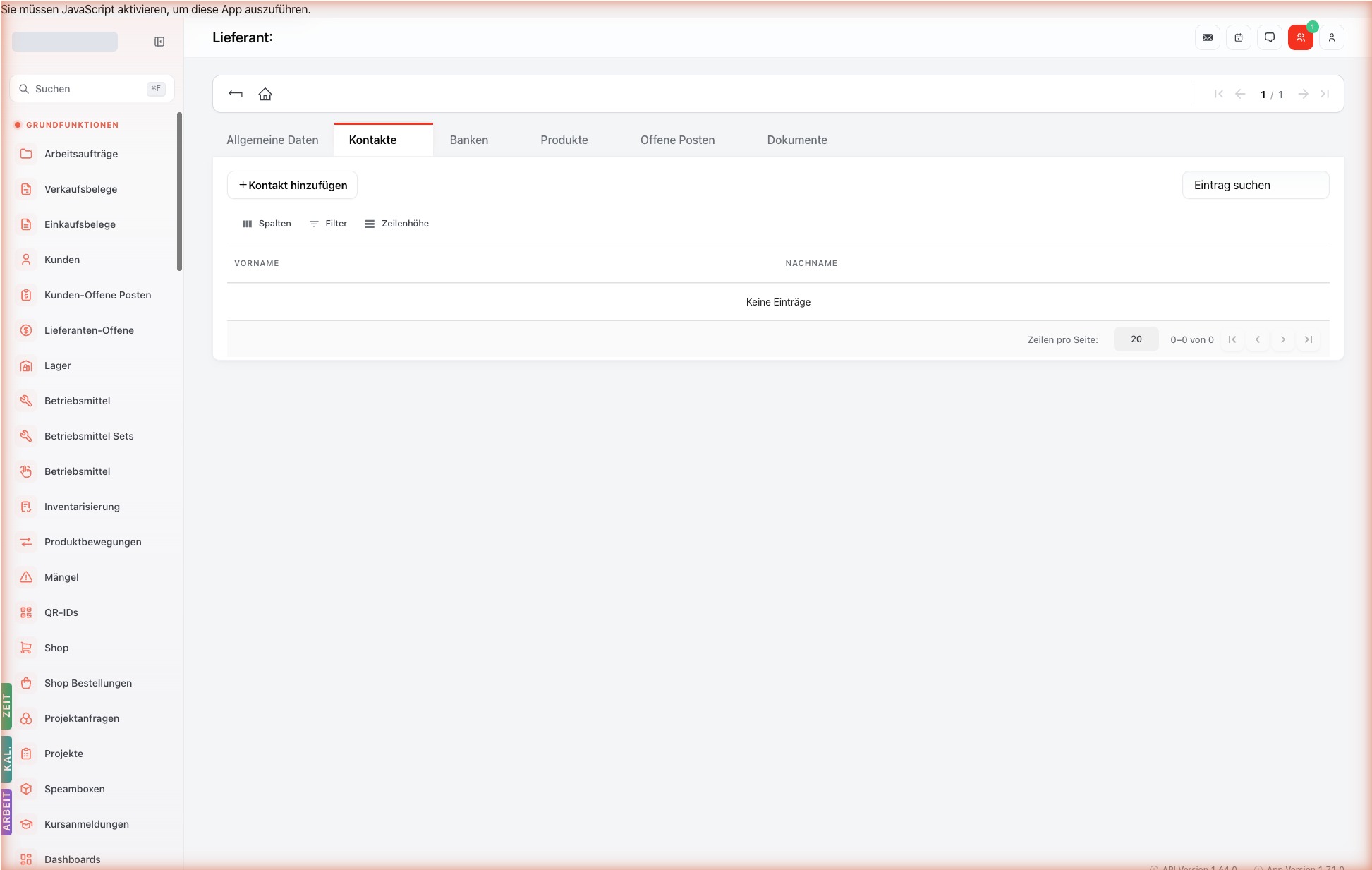 Listenansicht — suppliers-contacts