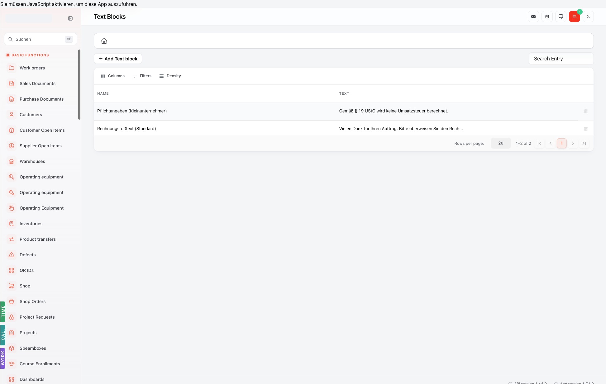 Listenansicht — text-blocks