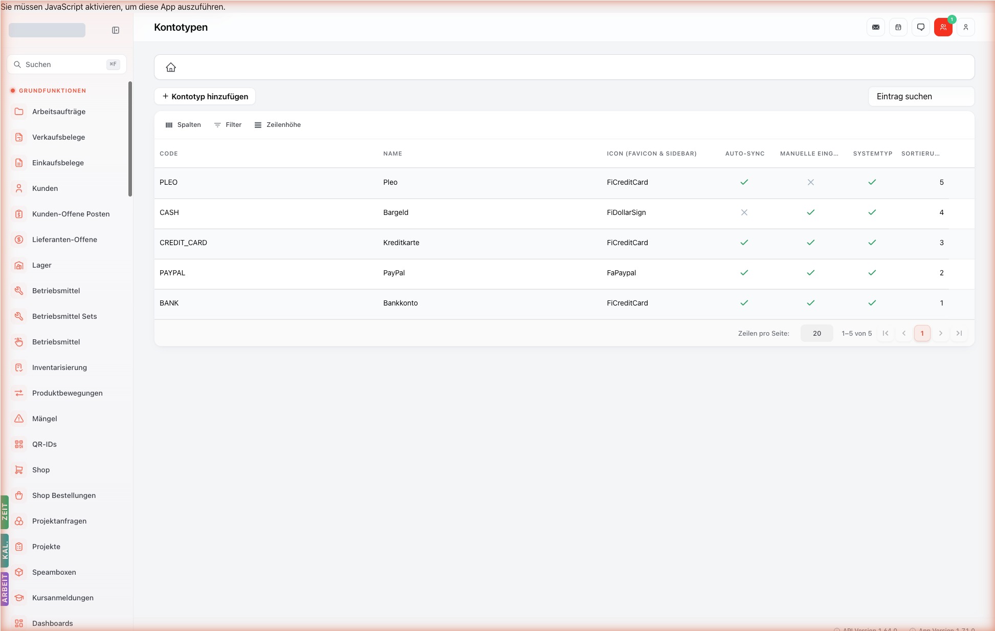 Listenansicht — transaction-account-types