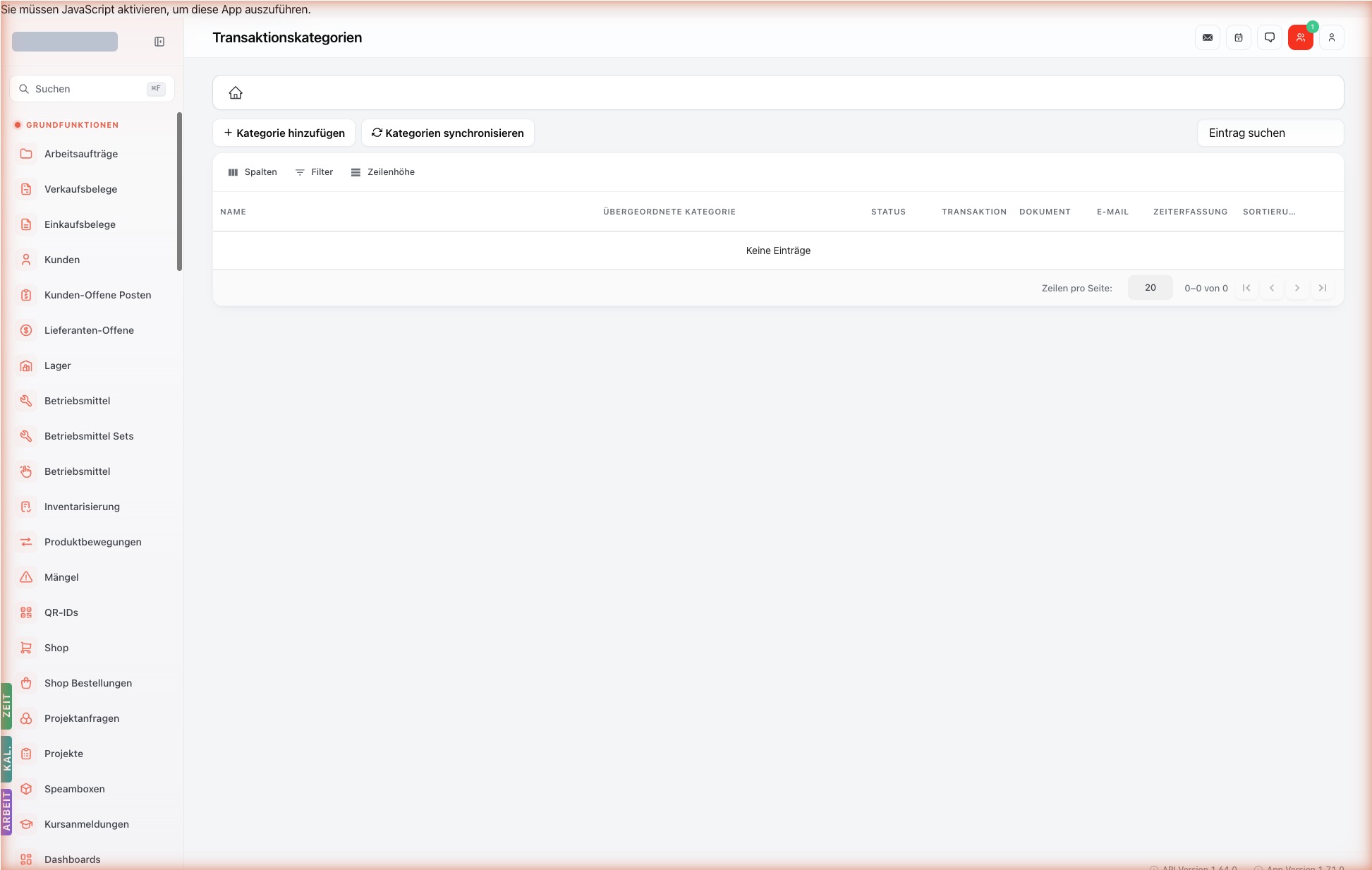 Listenansicht — transaction-categories
