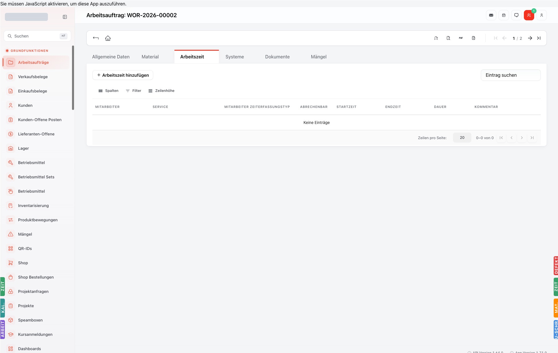 Listenansicht — workorders-working-times
